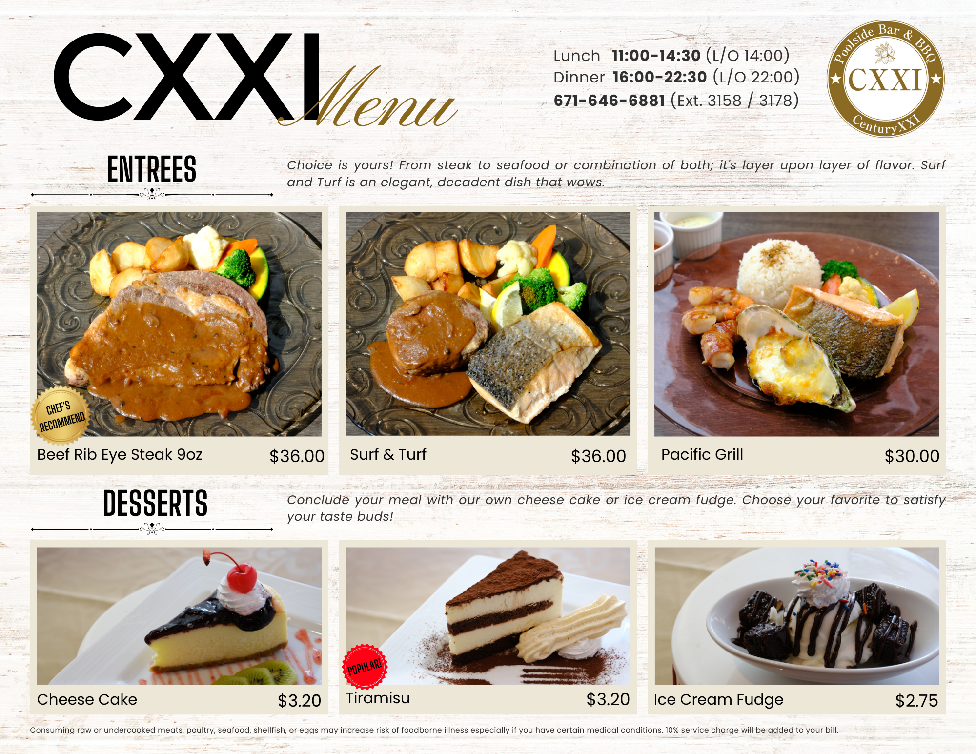 【Century XXI】Now Open for Lunch & Dinner with New Menu!
