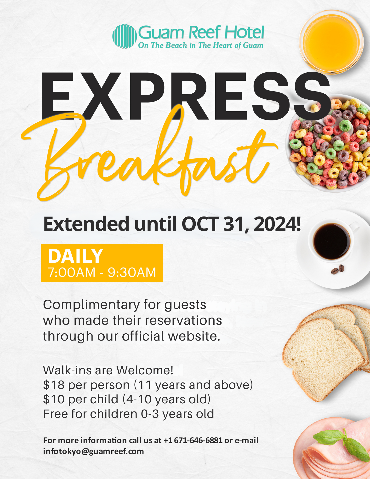 【Extended until 10/31/24!】Express Breakfast (Complimentary to Hotel Official Website Bookings)