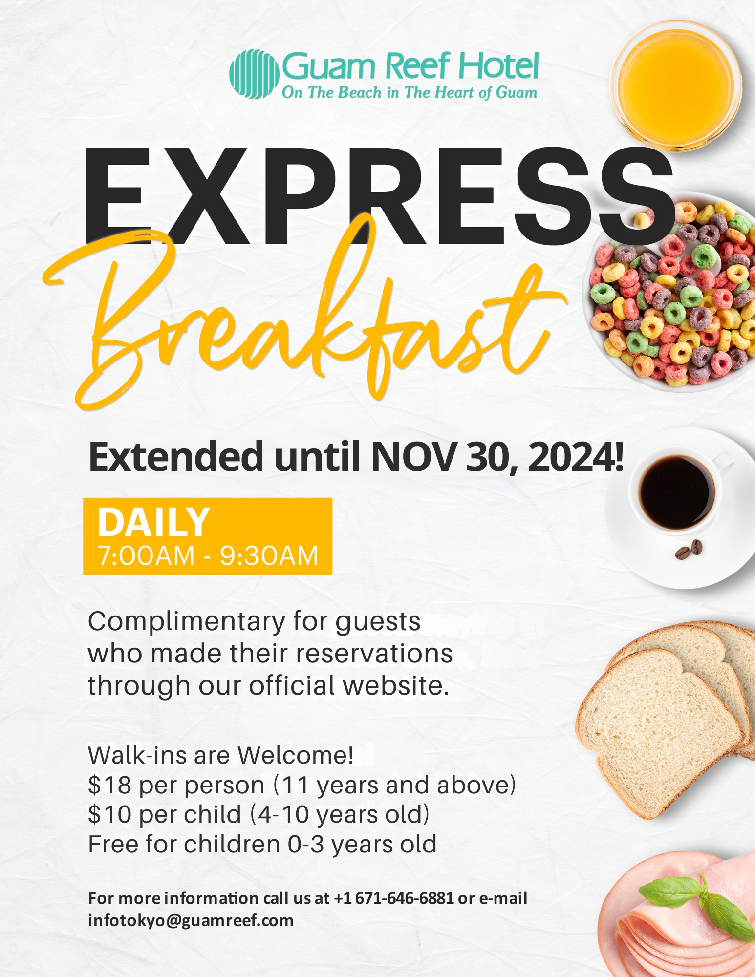 【Extended until 11/30/24!】Express Breakfast (Complimentary to Hotel Official Website Bookings)