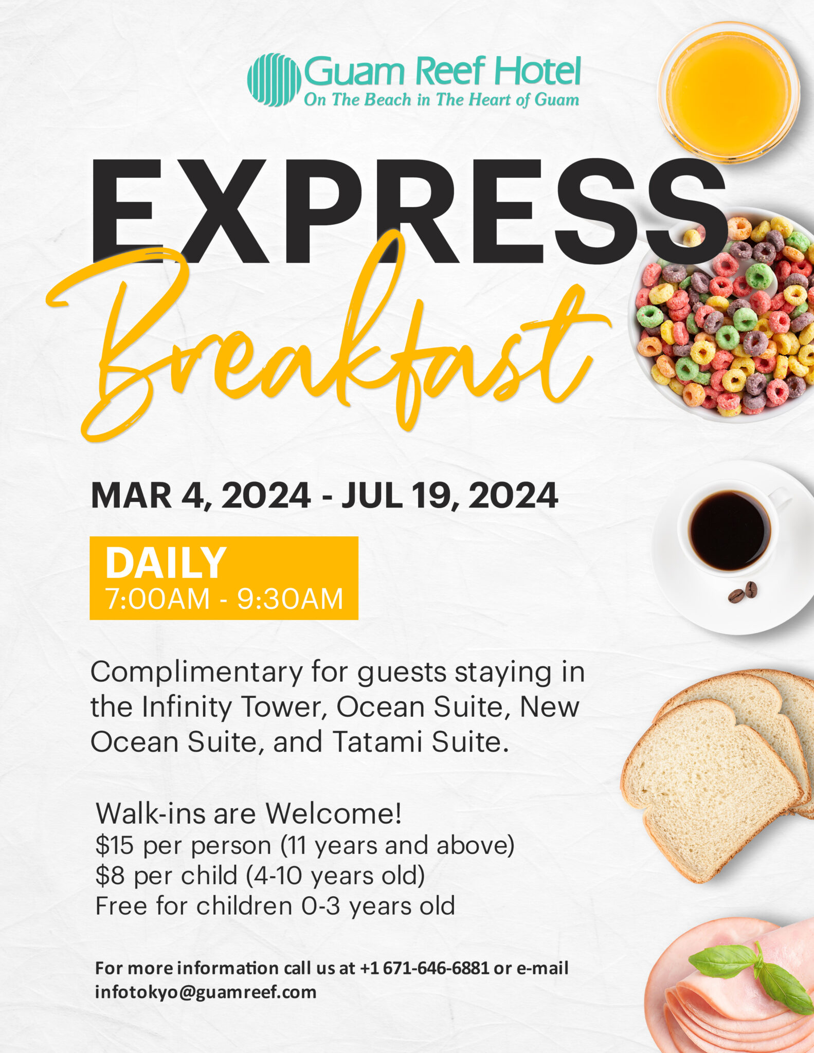 Express Breakfast (Complimentary to Infinity Tower & Suites Guests)
