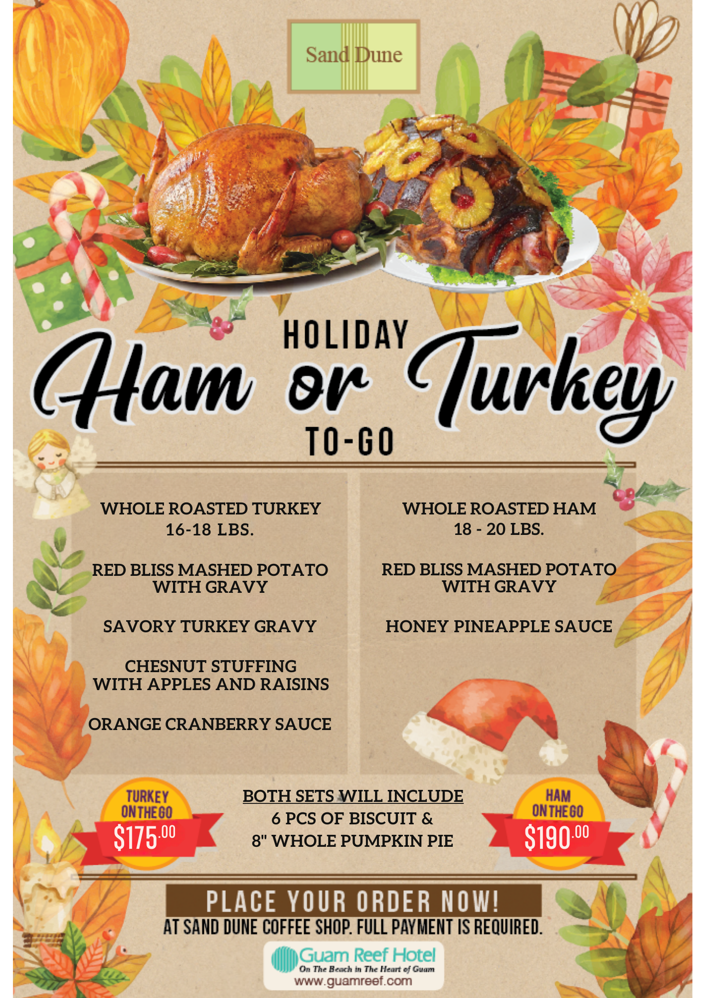 【Sand Dune】Celebrate the Holiday Season with Our Turkey & Ham To-Go!